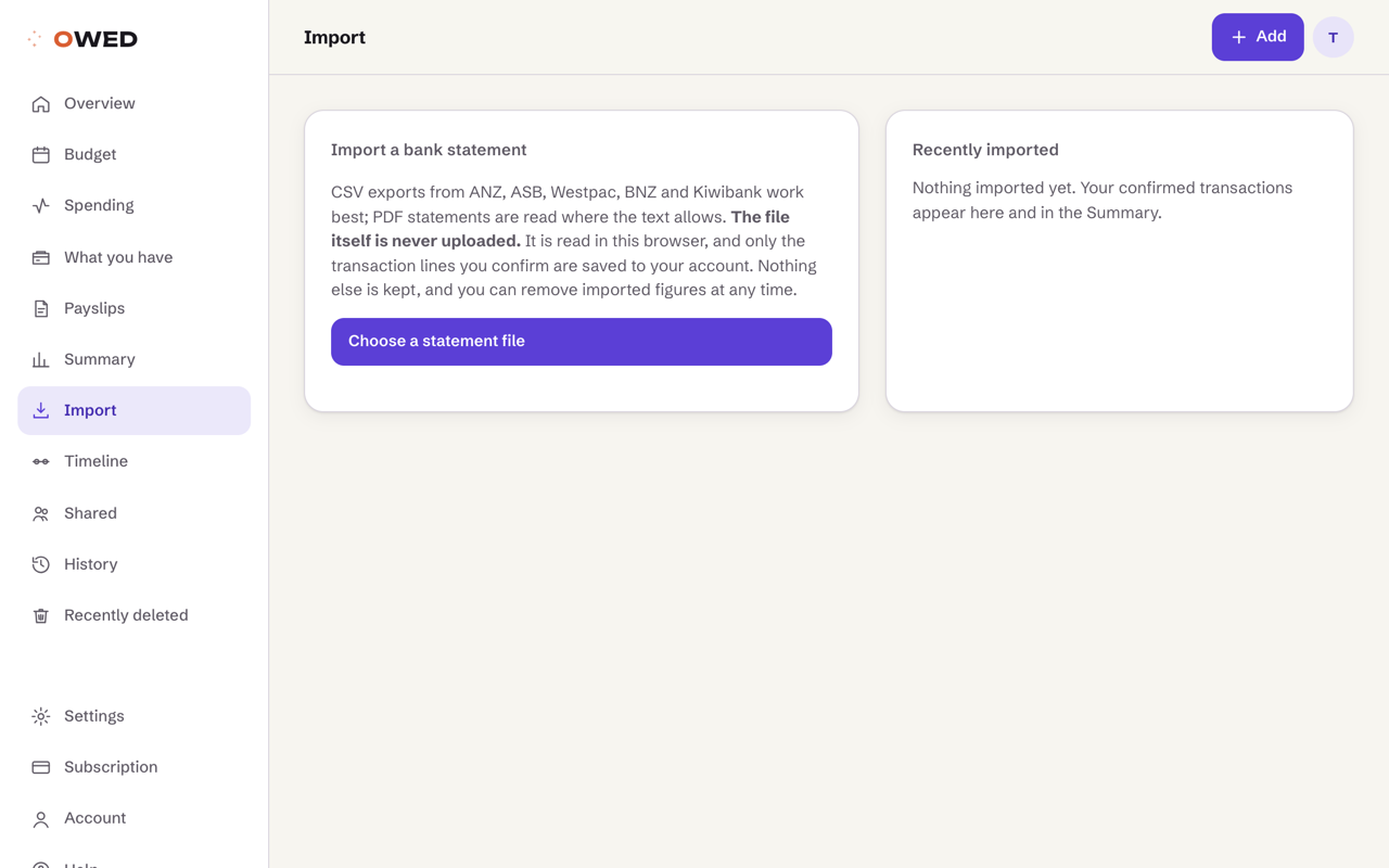Import a bank statement